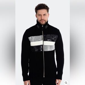 LCR Black Edition Sweater Full Zip Cardigan Black Chunky Knit Men's Size XXL NWT